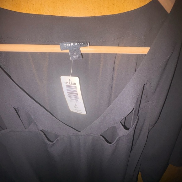 Torrid Black Cutout Women's Blouse - Picture 3 of 8